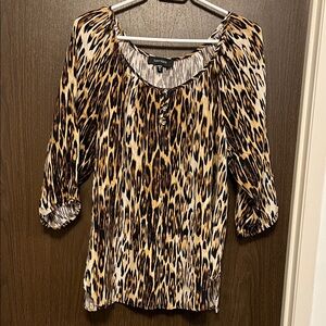 Karen Kane Animal Print Blouse - Black, Brown, and White